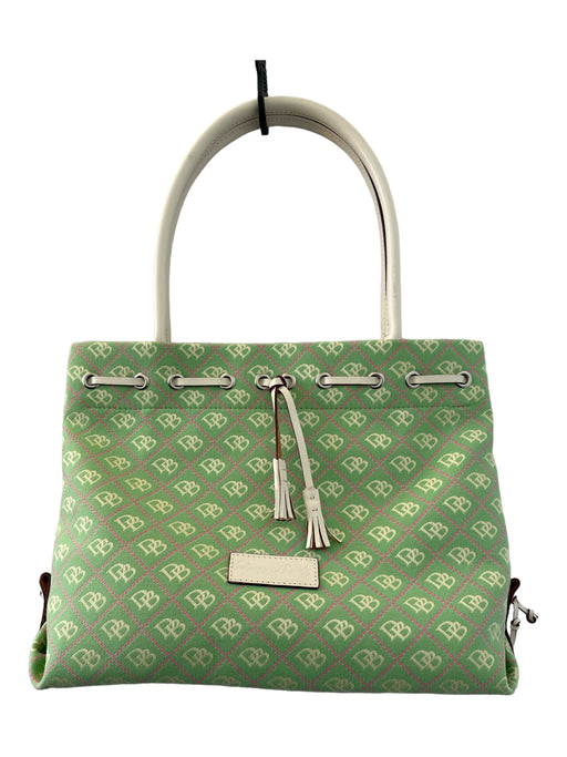 Dooney & Bourke Lime & Pink Fabric Leather Logo Shoulder Bag Tassel Detail Bag Lime & Pink / Medium