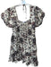 House of Harlow Size L White & Black Cotton Short Balloon Sleeve Botanical Dress White & Black / L