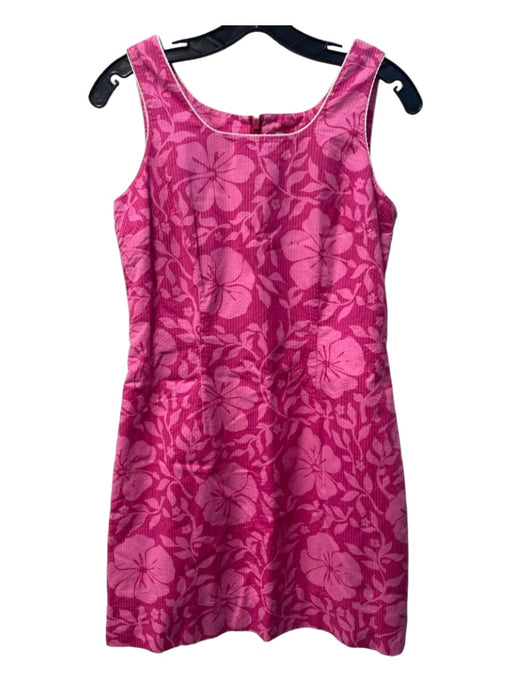 Lilly Pulitzer Size 2 Pink Cotton Floral Trim Detail Back Zip Knee length Dress Pink / 2