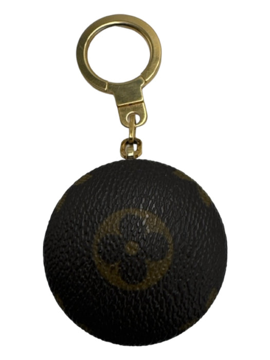 Louis Vuitton Brown & Gold Leather Monogram Light Round Gold Hardware Keychain Brown & Gold