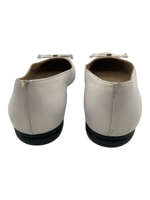 Salvatore Ferragamo Shoe Size 6.5 Pearl White Leather round toe Bow Flats Pearl White / 6.5