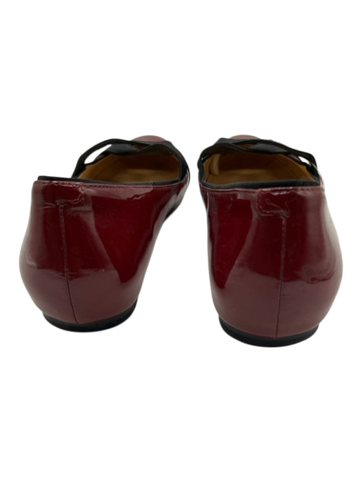 Cole Haan Shoe Size 6.5 Dark Red Patent Leather Criss Cross Flats Shoes Dark Red / 6.5