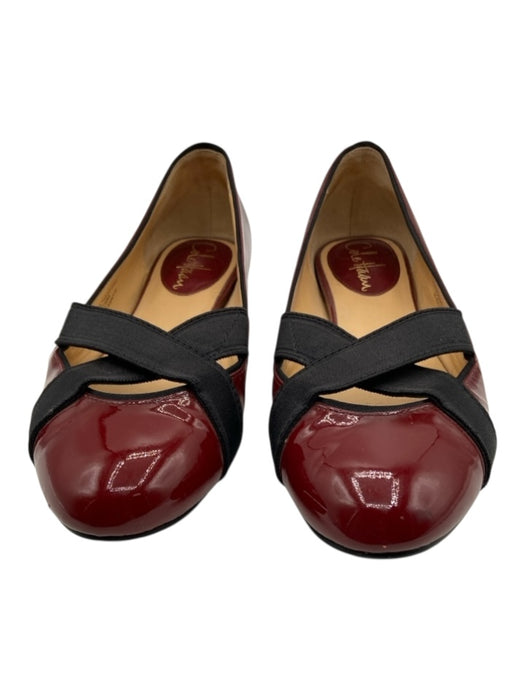 Cole Haan Shoe Size 6.5 Dark Red Patent Leather Criss Cross Flats Shoes Dark Red / 6.5