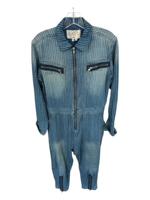 Sandrine Rose Size XS Dark Wash & Red Cotton Long Sleeve Striped Denim Jumper Dark Wash & Red / XS