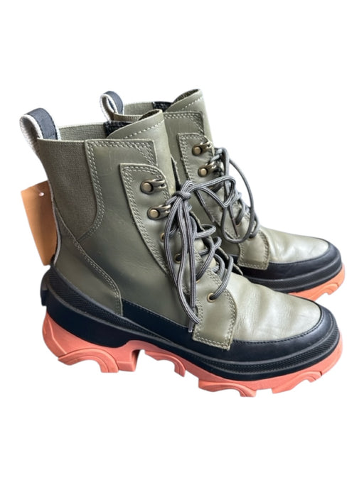 FP Movement Shoe Size 6.5 Olive green & Pink Leather High Top lace up Boots Olive green & Pink / 6.5