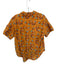 Pilcro Size S Orange & Multi Cotton Blend Floral V Neck Embroidered Top Orange & Multi / S