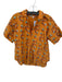 Pilcro Size S Orange & Multi Cotton Blend Floral V Neck Embroidered Top Orange & Multi / S