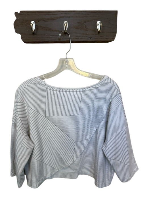 Anthropologie Size XS White & Black Multi Cotton Stripes Half Sleeve Pocket Top White & Black Multi / XS