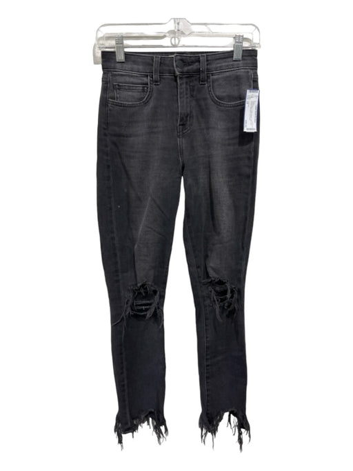 L'agence Size 24 Faded Black Cotton Denim High Rise Straight distressed Jeans Faded Black / 24