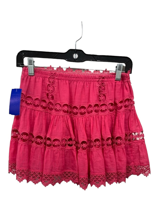 Charo Ruiz Ibiza Size XS Hot pink Elastic Waist Lace Detail Mini Skirt Hot pink / XS