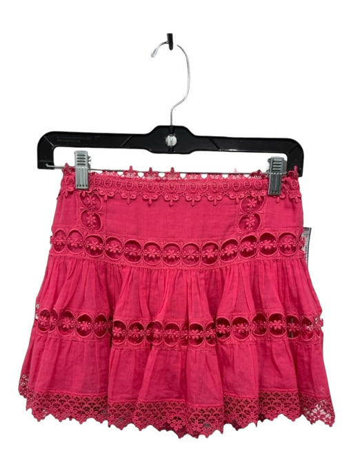 Charo Ruiz Ibiza Size XS Hot pink Elastic Waist Lace Detail Mini Skirt Hot pink / XS