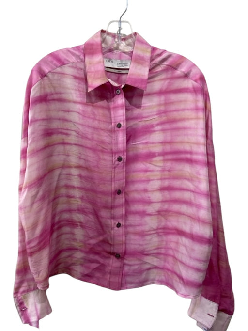 IRO Size 36 Pink Silk Collared Button Up Long Sleeve Dyed Top Pink / 36