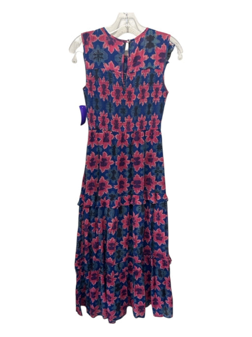 Banjanan Size XS blue, pink, multi Cotton Smocked Floral Print Ruffle Tier Dress blue, pink, multi / XS