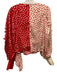 Self-Portrait Size 2 red & cream Polyester Long Sleeve Spotted Lace Trim Top red & cream / 2