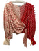 Self-Portrait Size 2 red & cream Polyester Long Sleeve Spotted Lace Trim Top red & cream / 2