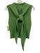 Ganni Size XS Light Green Viscose Blend Sleeveless Metallic Thread Tie Neck Top Light Green / XS