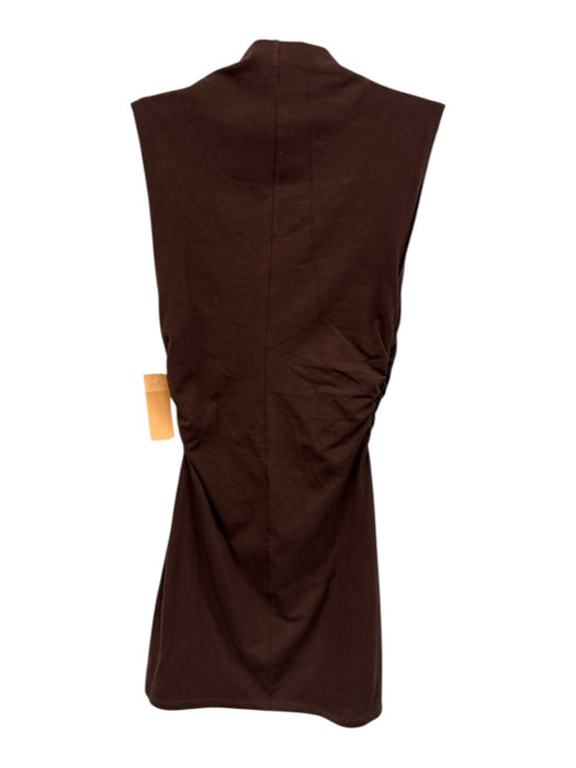 Reformation Size XS Brown Cotton Blend Sleeveless Ruched Mock Neck Dress Brown / XS