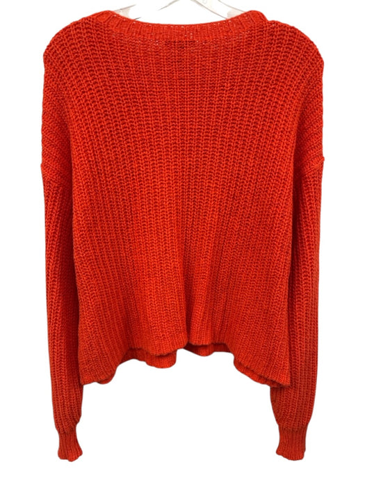 Eileen Fisher Size Medium Orange Cotton Blend Long Sleeve Cable Knit Sweater Orange / Medium