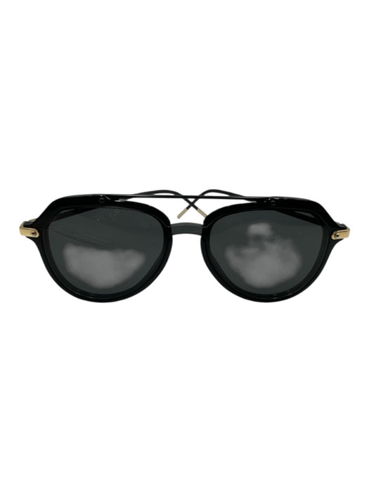 Dolce & Gabbana Black & Gold Acetate Gold hardware Aviator Sunglasses Black & Gold