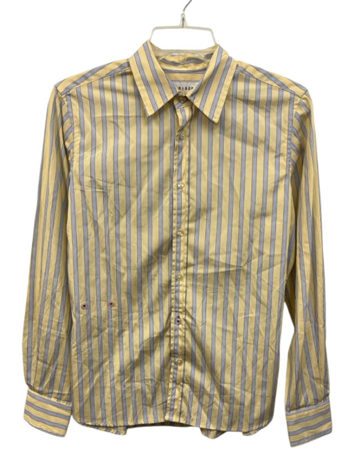 Wear Cisco Size M Yellow, Blue, White Cotton Long Sleeve Stripe Wrap Blouse Top Yellow, Blue, White / M