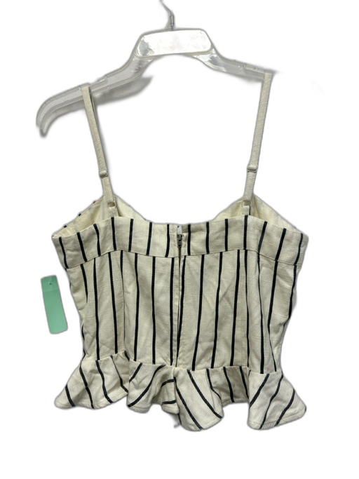 Lovers + Friends Size M Beige & Gray Viscose Spaghetti Strap Stripe Lace Up Top Beige & Gray / M