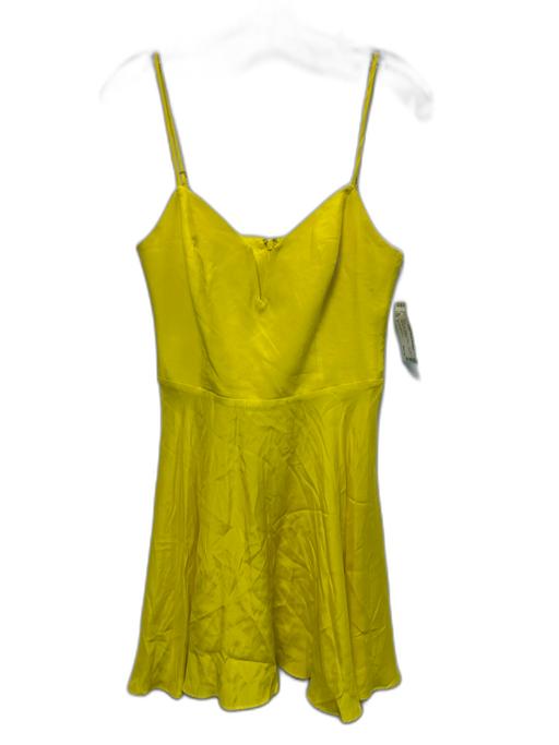 Amanda Uprichard Size S Yellow Silk Spaghetti Strap V Neck A Line Mini Dress Yellow / S