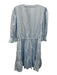LaRoque Size S Light Blue Cotton Puff 1/2 Sleeve Buttons Tiered Mini Dress Light Blue / S