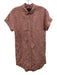 Tahari Size XS Red & White Linen Short Sleeve Striped Button Front Collar Dress Red & White / XS