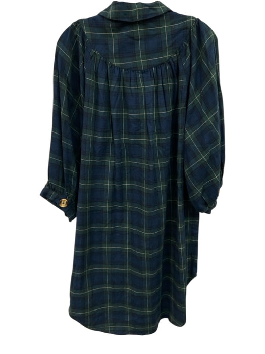 Holly Shae Design Size XS/M Blue, Green, Yellow Cotton Long Sleeve Plaid Dress Blue, Green, Yellow / XS/M
