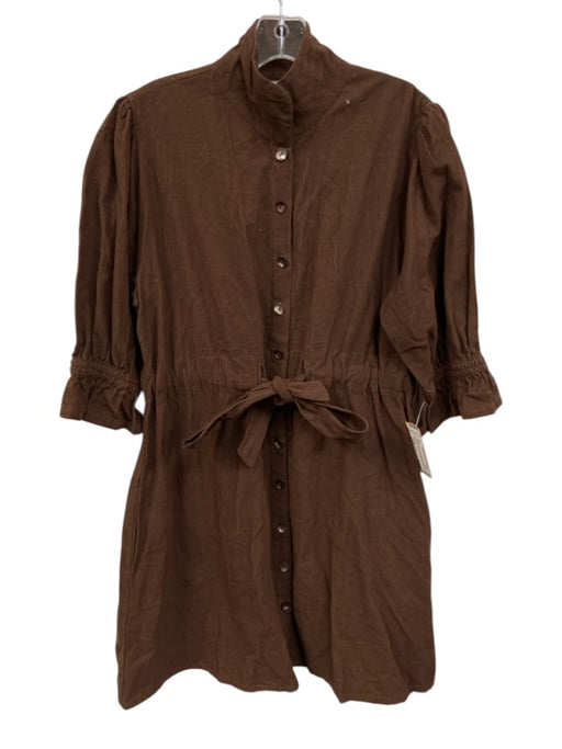 Holly Shae Design Size XS/M Brown Cotton Long Sleeve Corduroy Button Front Dress Brown / XS/M