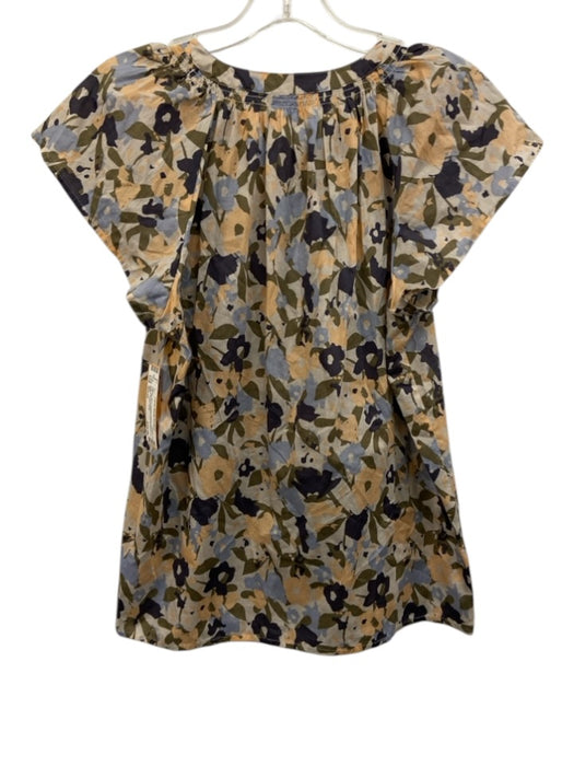 Rails Size Small Blue, Orange, Green Cotton Cap Sleeve Abstract Floral Top Blue, Orange, Green / Small