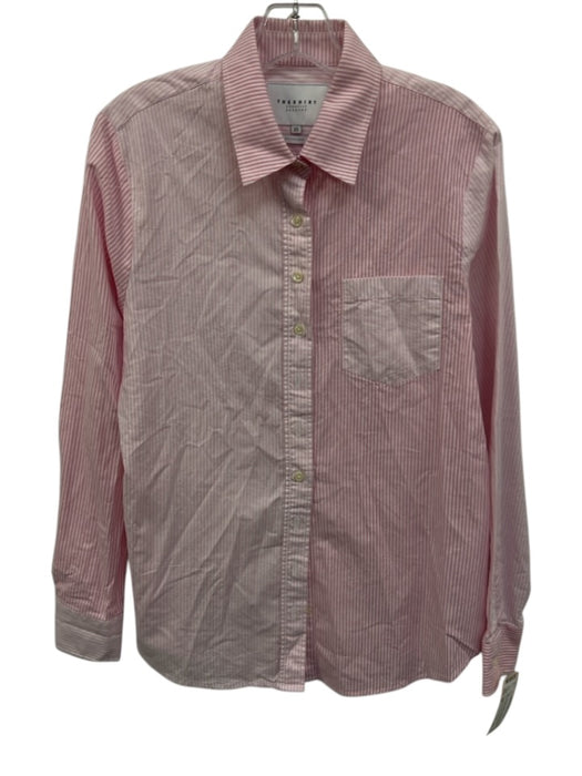 The Shirt Rochelle Behrens Size XS Pink & White Cotton Long Sleeve Top Pink & White / XS