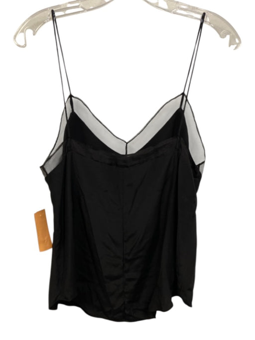 Amanda Uprichard Size Small Black Silk Spaghetti Strap Mesh Detail Satin Top Black / Small