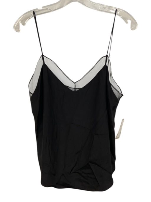 Amanda Uprichard Size Small Black Silk Spaghetti Strap Mesh Detail Satin Top Black / Small
