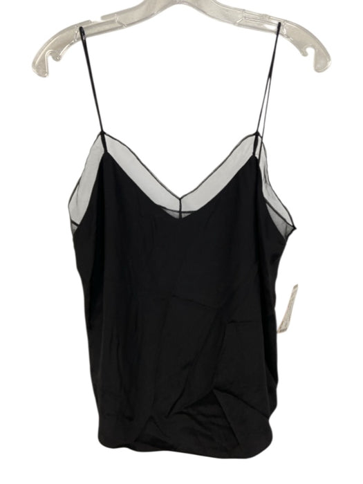 Amanda Uprichard Size Small Black Silk Spaghetti Strap Mesh Detail Satin Top Black / Small