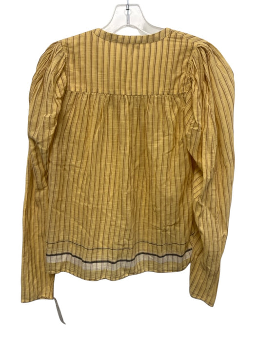 Ulla Johnson Size 4 Yellow, Black, Red Cotton Long Sleeve Striped Top Yellow, Black, Red / 4