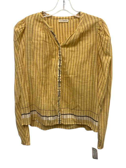 Ulla Johnson Size 4 Yellow, Black, Red Cotton Long Sleeve Striped Top Yellow, Black, Red / 4
