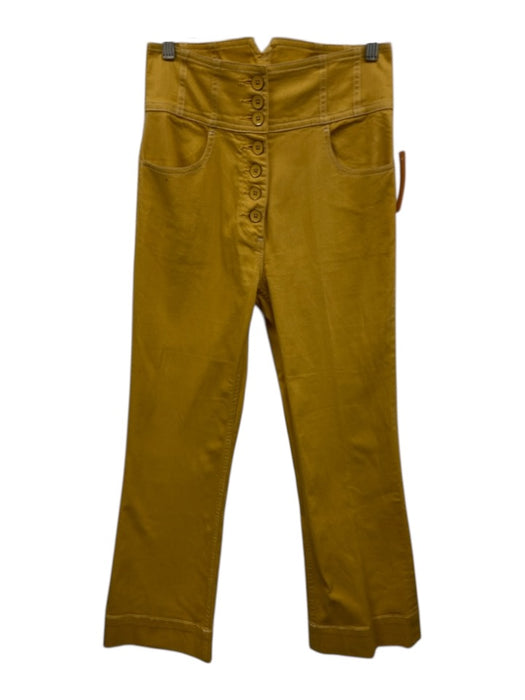 Ulla Johnson Size 6 Yellow Cotton Denim High Rise Button Fly Wide Leg Pants Yellow / 6