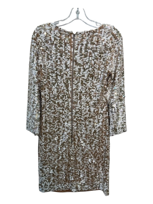 Alice + Olivia Size M White & Gold Nylon & Acetate All Over Sequins Dress White & Gold / M