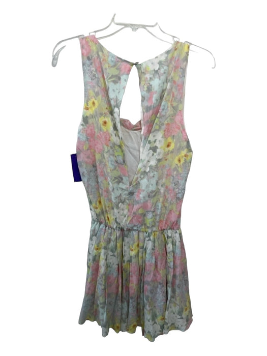 Alice + Olivia Size S Gray & multi Silk Blend Abstract Floral Round Neck Dress Gray & multi / S