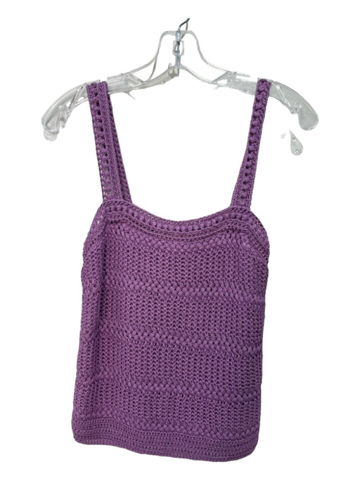 Vince Size M Purple Cotton Crochet Sleeveless Square Neck Top Purple / M