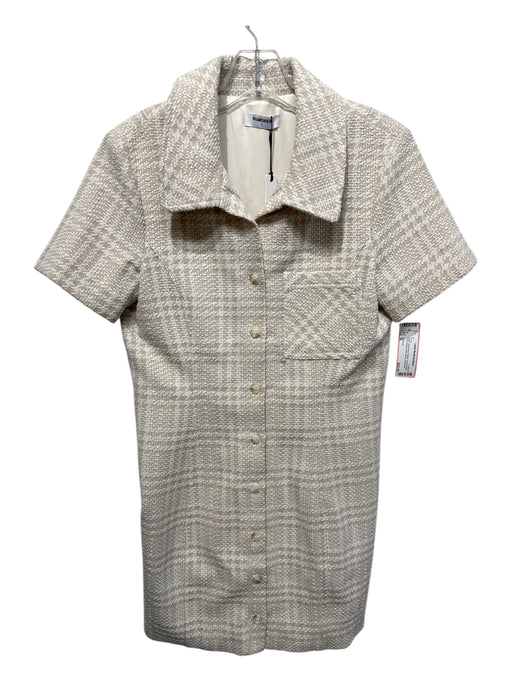 Rumored Size 8 Beige Wool Blend Button Houndstooth Front Pocket Dress Beige / 8