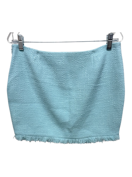Bardot Size L Light Blue Polyester Fringe trim tweed Strapless Skirt Set Light Blue / L