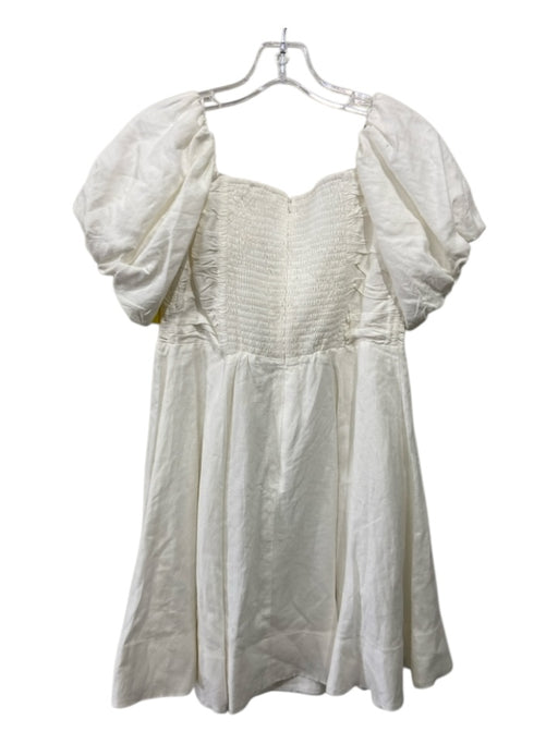 ASTR The Label Size L White Linen & Rayon Puff Short Sleeve Short Dress White / L