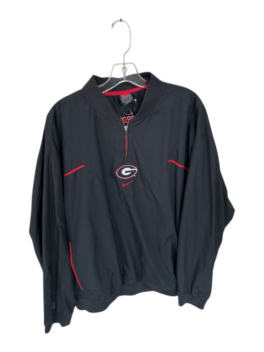 Nike Size XL Black & Red Polyester UGA Quarter Zip Pockets Men's Jacket Black & Red / XL