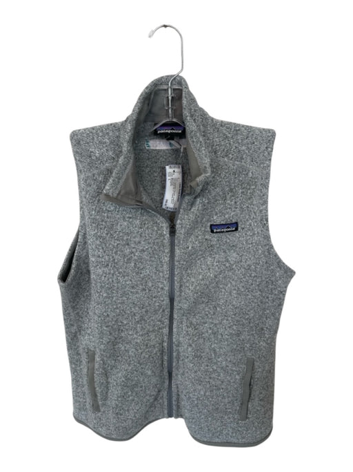 Patagonia Size L Grey Recycled Polyester Heathered Zip UP Pockets Men's Vest Grey / L