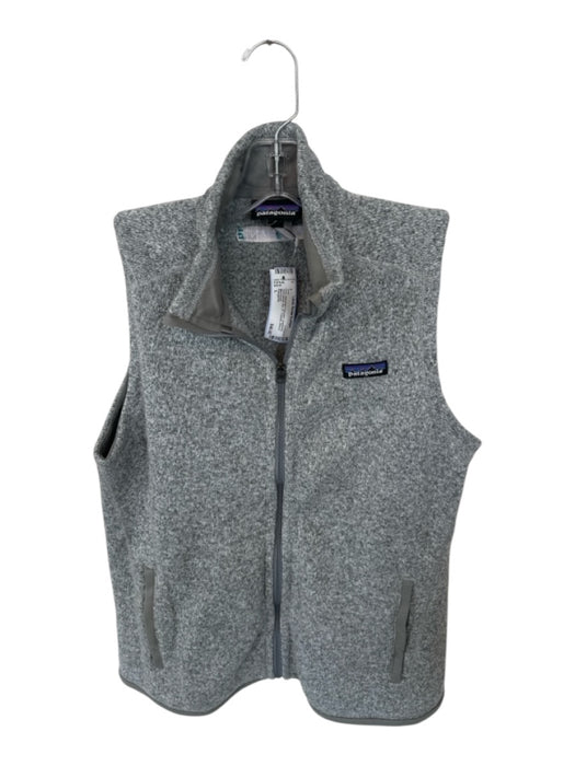 Patagonia Size L Grey Recycled Polyester Heathered Zip UP Pockets Men's Vest Grey / L