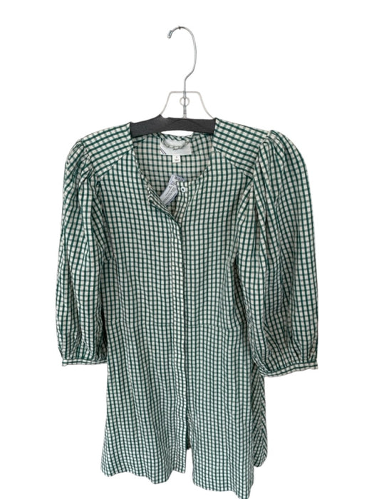 Pomander Place Size S Green & White Polyester Blend Gingham Button Up Dress Green & White / S