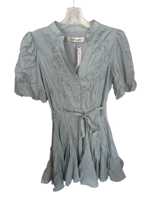 Taylor Size 6 Seafoam Polyester Blend Ruffle Button Up Balloon Belt Dress Seafoam / 6