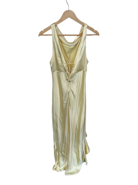 One & Only Size L Butter Yellow Polyester Cowl Neck Ruffle Detail Tiered Gown Butter Yellow / L